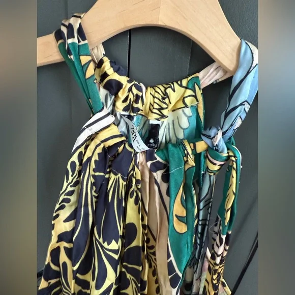 ZARA NWT Multicolor Halter Maxi Dress • L - Picture 10 of 11